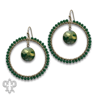 Coin disc bead wrapped circle earring - LC
