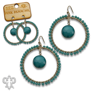 Coin disc bead wrapped circle earring - LC