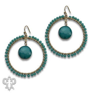 Coin disc bead wrapped circle earring - LC