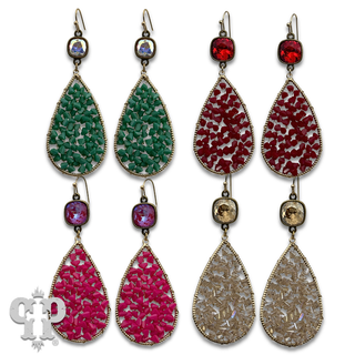 Woven bead teardrop earring with crystals from Swarovski®- LC