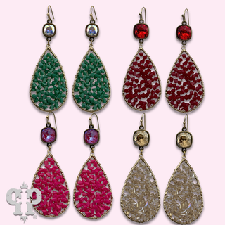 Woven bead teardrop earring with crystals from Swarovski®- LC
