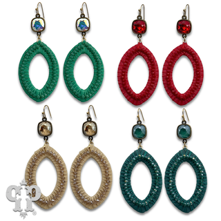 Woven pointed oval earring with crystals from Swarovski®