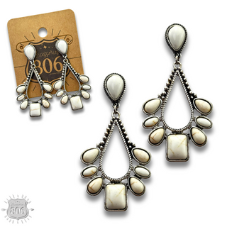 Decorative stone chandelier earring