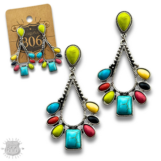 Decorative stone chandelier earring