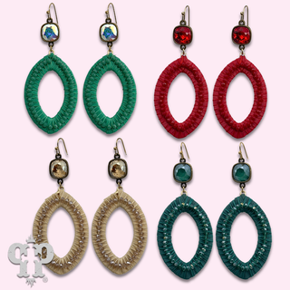 Woven pointed oval earring with crystals from Swarovski®