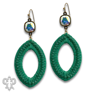 Woven pointed oval earring with crystals from Swarovski®