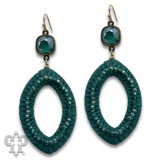 Woven pointed oval earring with crystals from Swarovski®