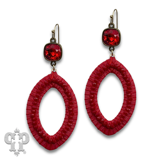 Woven pointed oval earring with crystals from Swarovski®