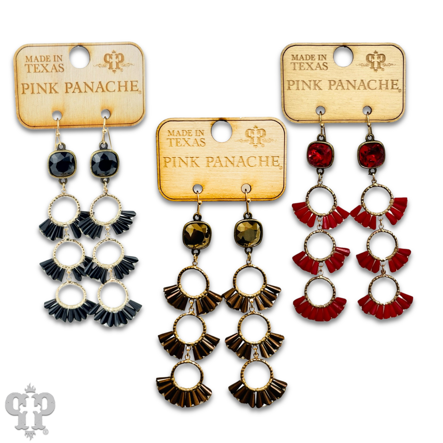 Triple fluted bead earring, Austrian crystal