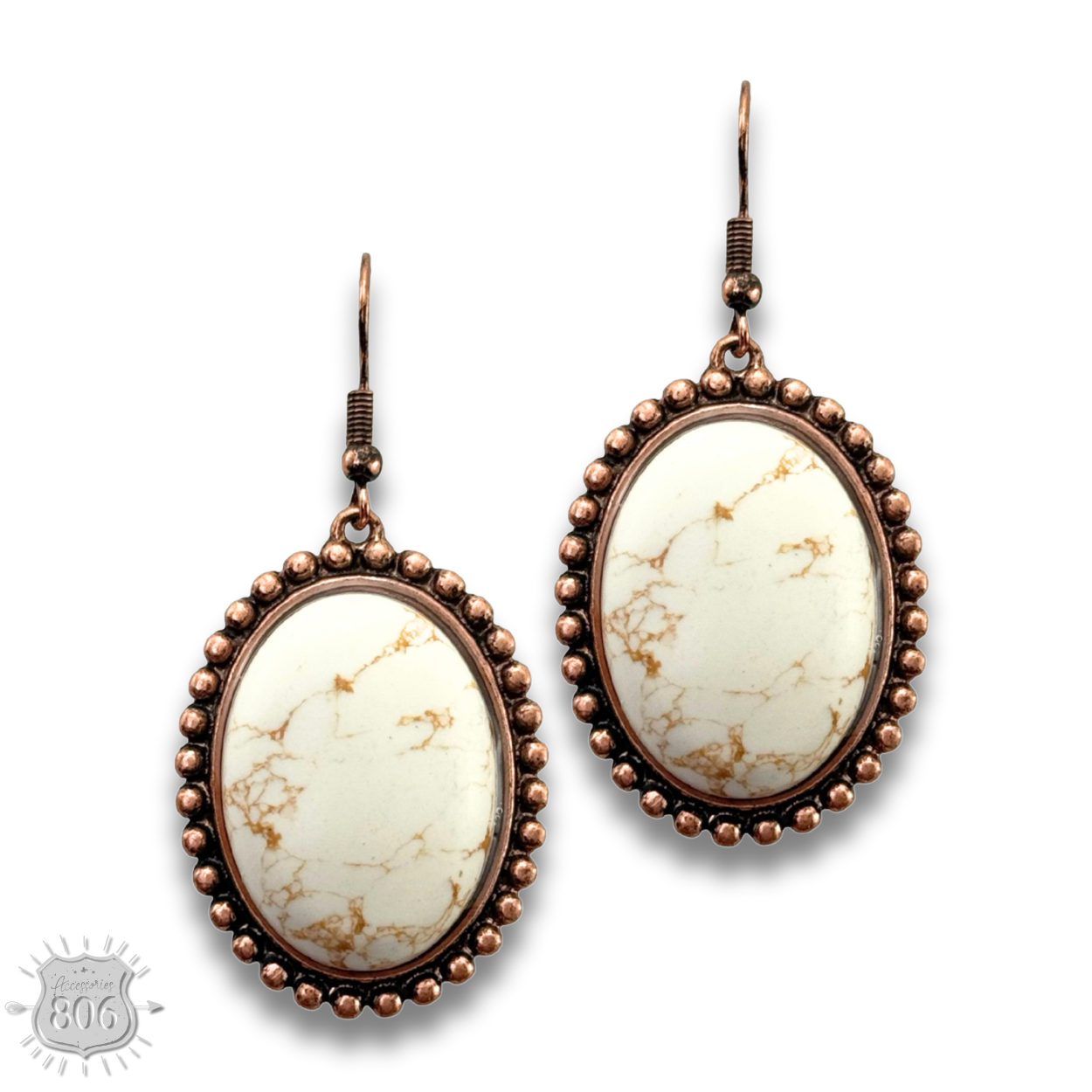 Oval stone earring