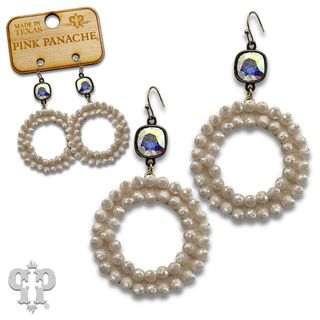 Woven faceted bead circle earring with crystals from Swarovski®