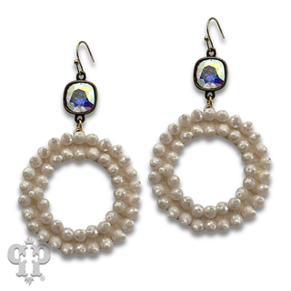 Woven faceted bead circle earring with crystals from Swarovski®