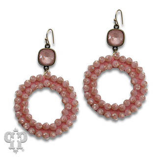 Woven faceted bead circle earring with crystals from Swarovski®
