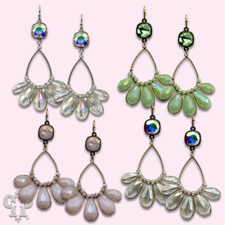 Iridescent finish crystal teardrop earring, Austrian crystal