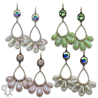 Iridescent finish crystal teardrop earring, Austrian crystal