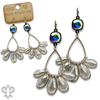 Iridescent finish crystal teardrop earring, Austrian crystal