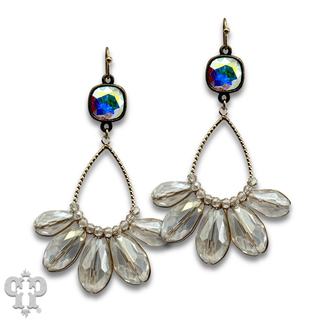 Iridescent finish crystal teardrop earring, Austrian crystal