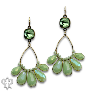 Iridescent finish crystal teardrop earring, Austrian crystal