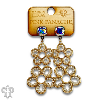 Double flower charm earring, Austrian crystal