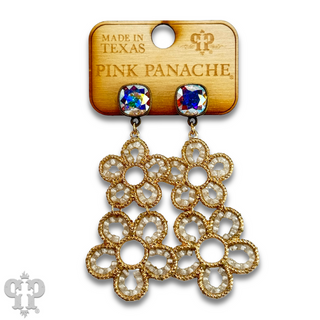 Double flower charm earring, Austrian crystal