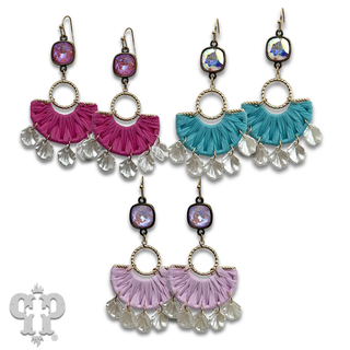 Shell look charm and half circle earring with crystals from Swarovski®- LC