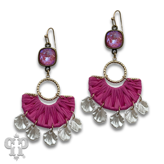 Shell look charm and half circle earring with crystals from Swarovski®- LC