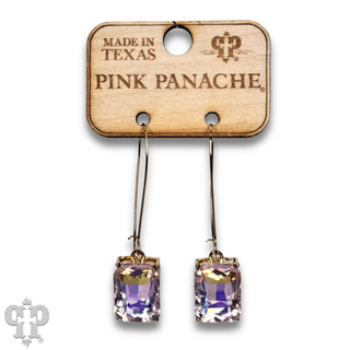 Rectangle rhinestone on kidney wire earring