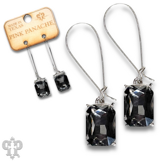 Rectangle rhinestone on kidney wire earring