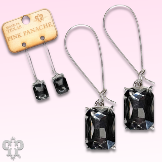 Rectangle rhinestone on kidney wire earring