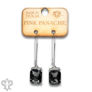 Rectangle rhinestone on kidney wire earring