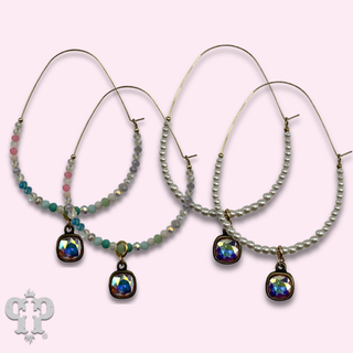 Tiny bead hoop earring with crystals from Swarovski®