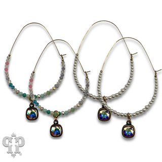 Tiny bead hoop earring with crystals from Swarovski®