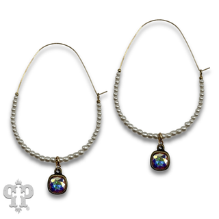 Tiny bead hoop earring with crystals from Swarovski®