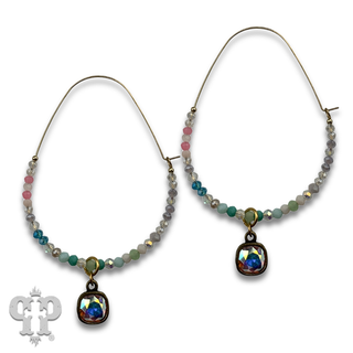 Tiny bead hoop earring with crystals from Swarovski®