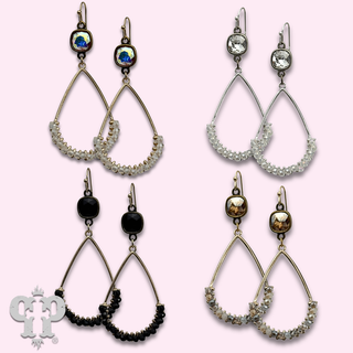 Bead wrapped teardrop earring with crystals from Swarovski®- LC