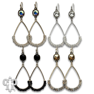 Bead wrapped teardrop earring with crystals from Swarovski®- LC