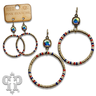 Disc bead circle earring with Austrian crystal - LC
