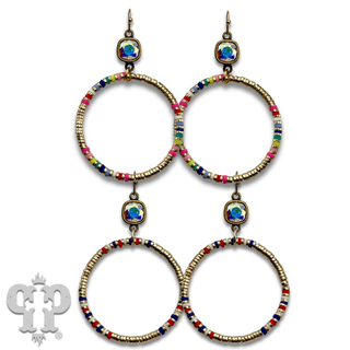 Disc bead circle earring with Austrian crystal - LC