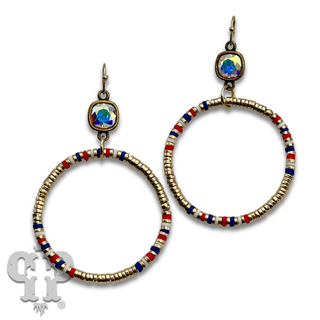 Disc bead circle earring with Austrian crystal - LC