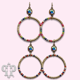 Disc bead circle earring with Austrian crystal - LC