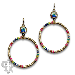 Disc bead circle earring with Austrian crystal - LC