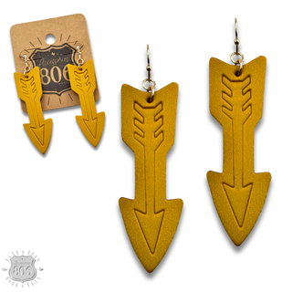 Embossed leather arrow earring