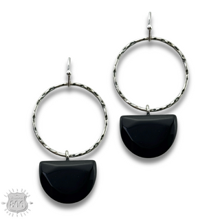 Stone half circle earring, last call