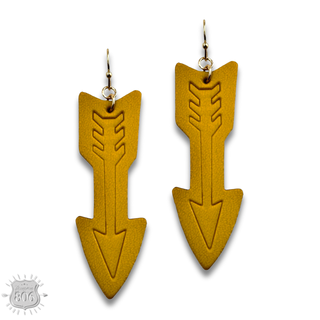 Embossed leather arrow earring