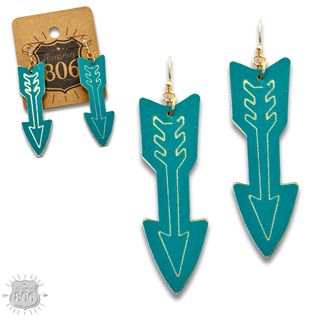 Embossed leather arrow earring