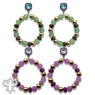 Round bead circle shape earring with crystals from Swarovski®- LC