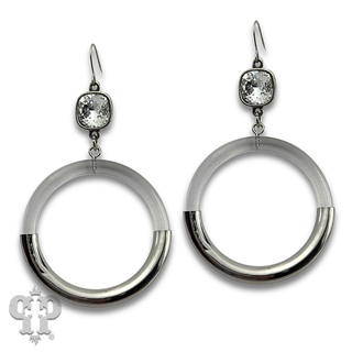 Large acrylic circle earring with crystals from Swarovski®- LC