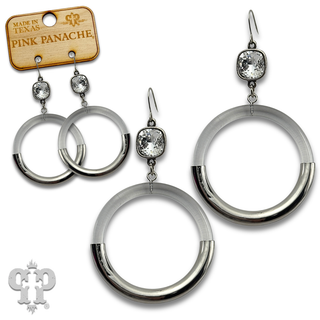 Large acrylic circle earring with crystals from Swarovski®- LC