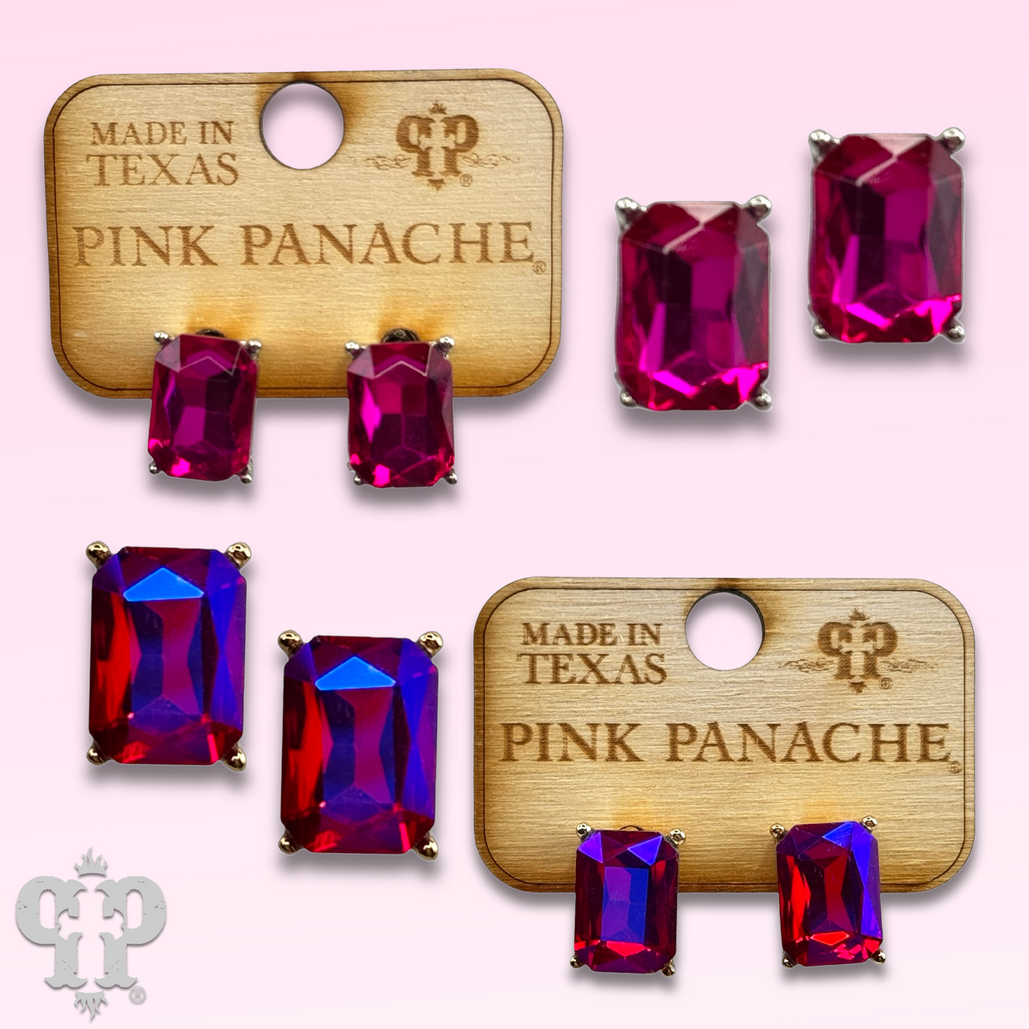 Rectangle rhinestone post earring