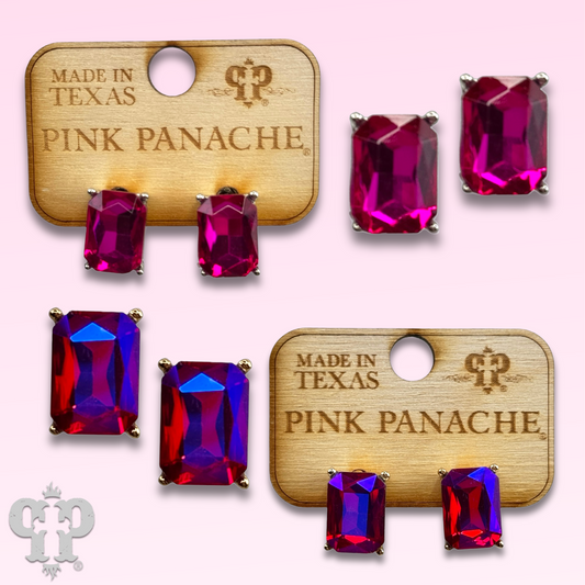 Rectangle rhinestone post earring